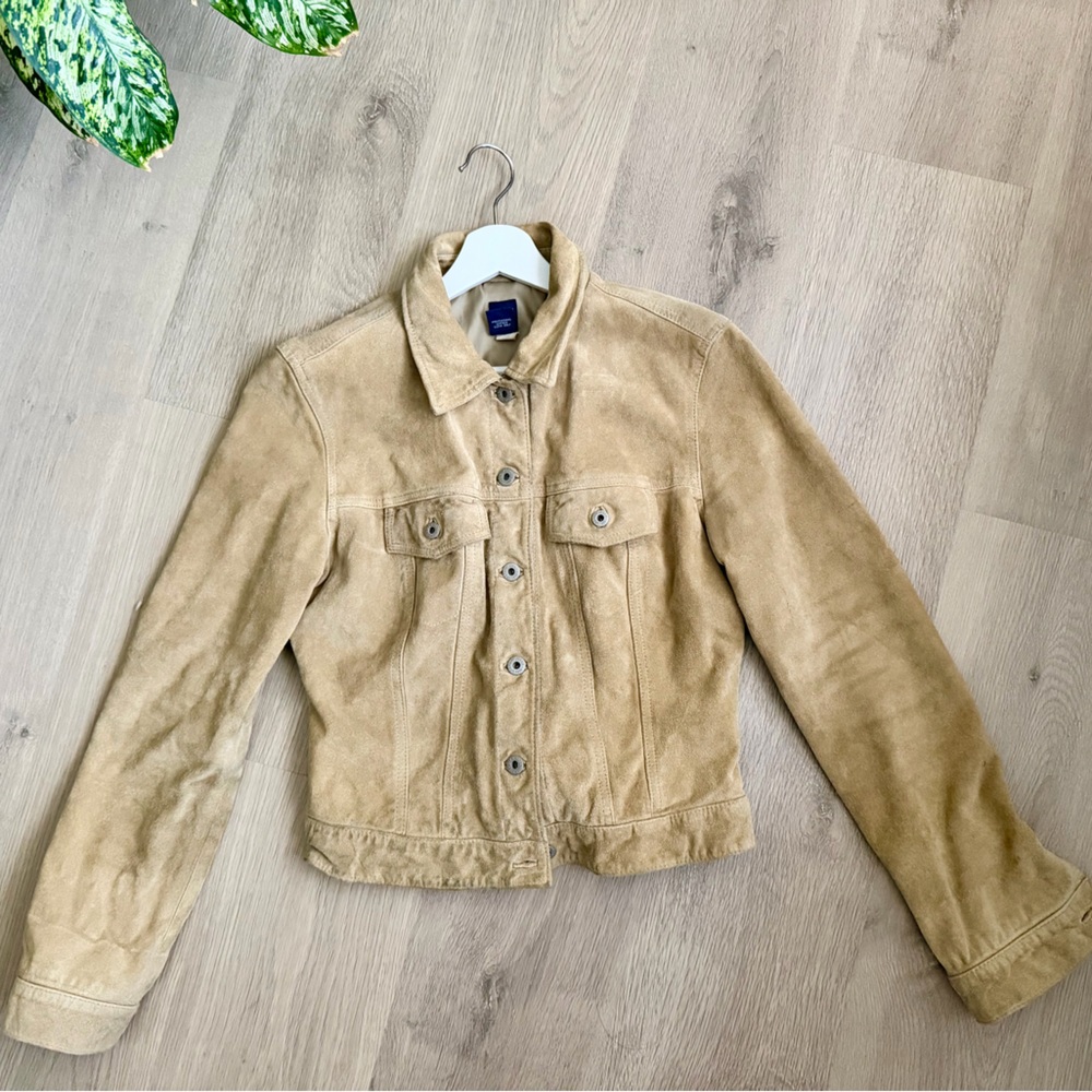 Vintage Y2K GAP Genuine Suede Leather Jacket 1999 Women Size M